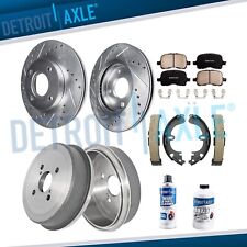Front Drilled Rotor & Pad + Rear Drums & Shoes for 1998-2002 Corolla Chevy Prizm picture