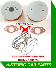 2 x 1¼” SU Carb AIR FILTERS & GASKETS for Triumph Spitfire 1300 Mk 3 1967-74 picture