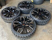24” SIERRA YUKON NEXT GEN BLACK MILLED WHEELS TAHOE SILVERADO 33” MT Mud Tires picture