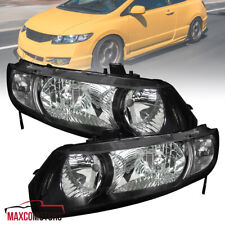 Black Headlights Fits 2006-2011 Honda Civic 2 Door Coupe Head Lamps Pair 06-11 picture