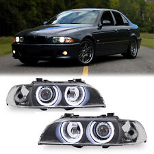 LED Halo Projector Black Headlights For BMW E39 525I 530I M5 LH+RH  1996-2000 picture