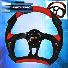 Universal 320mm Red Black Steering Wheel Battle Style + Godsnow Horn Button picture