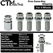 4x Chrome 14x1.5 Ball Seat Wheel Lock Bolts 28mm Shank Fit Mercedes Stock Wheels picture