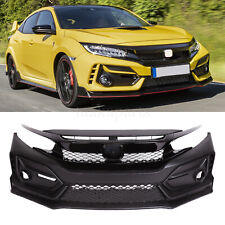 Type R Style Front Bumper Cover W/Grille W/Lip For 16-21 Honda Civic Sedan Coupe picture