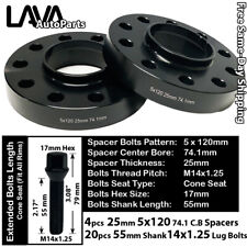 4PC 25MM THICK 5X120 74.1MM C.B WHEEL SPACER+55MM 14X1.25 BOLT FIT BMW X5/X6 picture