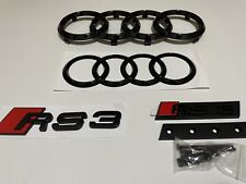 Gloss Black Front Rear Truck Mesh Grill Badge set for Audi RS3 Quattro 22-23 GY picture
