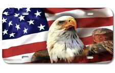 EAGLE AMERICAN FLAG PVC VEHICLE LICENSE PLATE FRONT AUTO USA MADE SUV CAR TRUCK picture