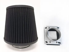 BLACK Air Intake Filter + MAF Sensor Adapter For 86-92 Mazda Rx-7 1.3L Turbo/NA picture