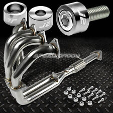 J2 For Prelude H22 Flex Exhaust Manifold Racing Header+Silver Washer Cup Bolt picture