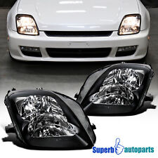 Fits 1997-2001 Honda Prelude Black Headlights Head Lamps Replacement L+H picture