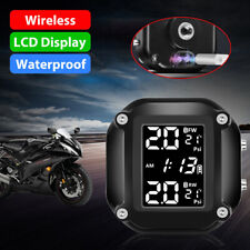 Wireless Motorcycle TPMS Tire Tyre Pressure Monitor Alarm System w/ 2 Sensors US picture