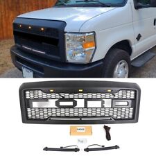 Front Grille Fit For FORD E150 E250 E350 2008-2014 Black Grill W/Led & Light Bar picture