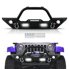 For 2007-2018 Jeep Wrangler JK Front Bumper W/ LED Lights & D-Rings Unlimited picture