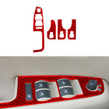 4Pcs Red Carbon Fiber Windows Control Panel Trim Sticker For Audi A4 S4 2005-08 picture