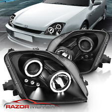 [2LED Halo]For 1997 1998 1999 2000 2001 Honda Prelude Projector Black Headlights picture