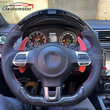 Carbon Fiber Flat LED Sport Steering Wheel Fit 08-14 VW MK6 GTI 6R Scirocco R picture