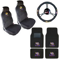 New NCAA LSU Tigers Car Truck Seat Covers Steering Wheel Cover & Floor Mats Set picture