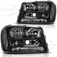 Pair Headlights For 2002-2009 TrailBlazer Clear Lens Black Housing Headlamps picture