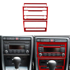 3X Red Central CD Player Panel Trim Cover Carbon Fiber For Audi A4 S4 2007-2008 picture