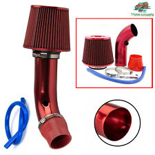Red Aluminum 3'' Car Cold Air Intake Filter Induction Pipe Power Flow Hose Kit picture