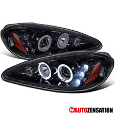 LED Halo Fit 1999-2005 Pontiac Grand AM Black Smoke Projector Headlights Lamps picture