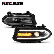 HECASA 2 PCS LED Projector Headlights Lamps Black For Dodge Charger 2015-2023 picture