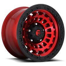 (1) 17x9 +1 Fuel D632 Zephyr 5x5.0 Candy Red Black Bead Ring Wheel picture