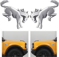 2x 3D Chrome Silver Bucking Horse Logo Badge Emblem For Ford Bronco 2020-2022 picture