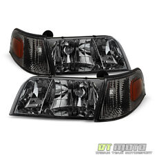 Smoked 1998-2011 Ford Crown Victoria Headlights+Corner Signal Lights Left+Right picture