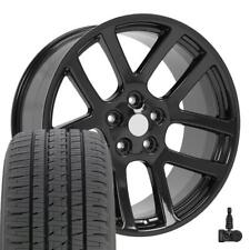 22 inch Black 2223 Rims Bridgestone Tires, TPMS Fit Dodge RAM SRT10 Laramie Hemi picture