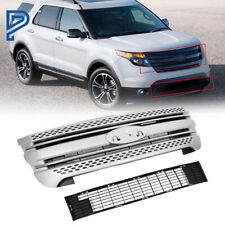 Front Bumper Upper Grille Assembly For 2011-2015 Ford Explorer Silver picture