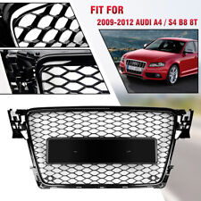 For 09-12 Audi A4 / S4 B8 8T RS4 Style Honeycomb Mesh Grille Grill-Bright Black picture