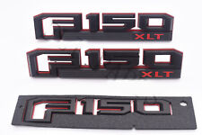 3pack OEM F150 XLT Emblems Fender Badges 3D for F-150 XLT Genuine Black Red picture