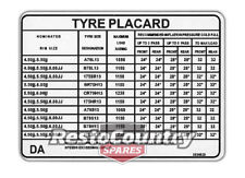 Holden Torana Tyre Placard Decal LH 