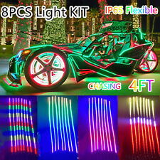 8PCS 4FT CHASING LED Strips Lights Polaris Slingshot IP65Waterproof Flexible SET picture