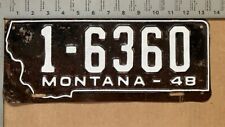 1948 Montana license plate 1-6360 YOM DMV Silver Bow single plate year 14833 picture