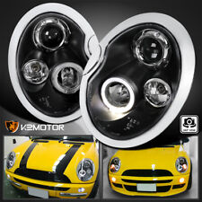 Black Fits 2002-2006 Mini Cooper S Replacement LED Halo Projector Headlights picture