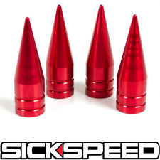 4PC RED LONG SPIKED VALVE STEM CAPS METAL THREAD KIT/SET FOR RIM/WHEEL/TIRES P1 picture