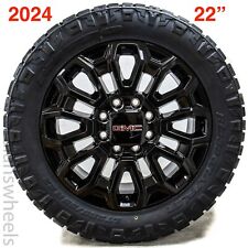 4 New 2024 GMC Sierra HD 2500 3500 22” Factory OEM Black Wheels Rims Nitto Tires picture