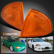 Fits 1993-1997 Honda Del Sol Amber Corner Lights Turn Signal Lamps Pair 94-97 picture