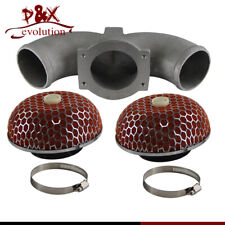 Red Dual piped Air Intake Twin Turbo W/2x Filter for Nissan 300ZX VG30DETT Z32 picture