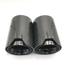 2* Carbon Fiber Exhaust Muffler Tips Pipe Glossy Grilled Silver for BMW M2 M3 M4 picture