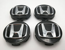 (Set of 4) Black With Chrome Logo Wheel Cap Hub Center for HONDA 58mm 2.25