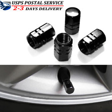 4 Black Aluminum Metal Wheel / Tire Valve Stem Car-Truck Air Caps Covers picture