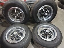 MAGNUM 500 CHROME WHEELS + CAPS + TRIM RINGS + NEARLY NEW HANKOOK TIRES (SET 4) picture