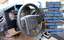 2009 Ford Explorer SportTrac -Black Leather Steering Wheel Cover w/Needle/Thread picture