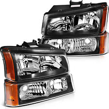 For 2003-2006 Chevy Avalanche Silverado Headlights Assembly Black Housing Pair picture