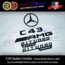 C43 AMG BITURBO 4MATIC Rear Star Emblem Black Badge Set for Mercedes W205 SEDAN picture