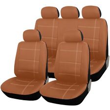 Car Seat Covers Tan Leather Look Full Set 9pc Front Rear For Renault Clio picture