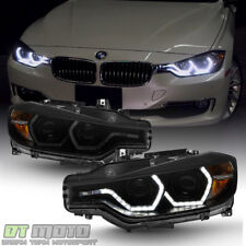 Black Smoke 2012-2015 BMW F30 328i 335i Sedan LED 3D DRL 2 Projector Headlights picture